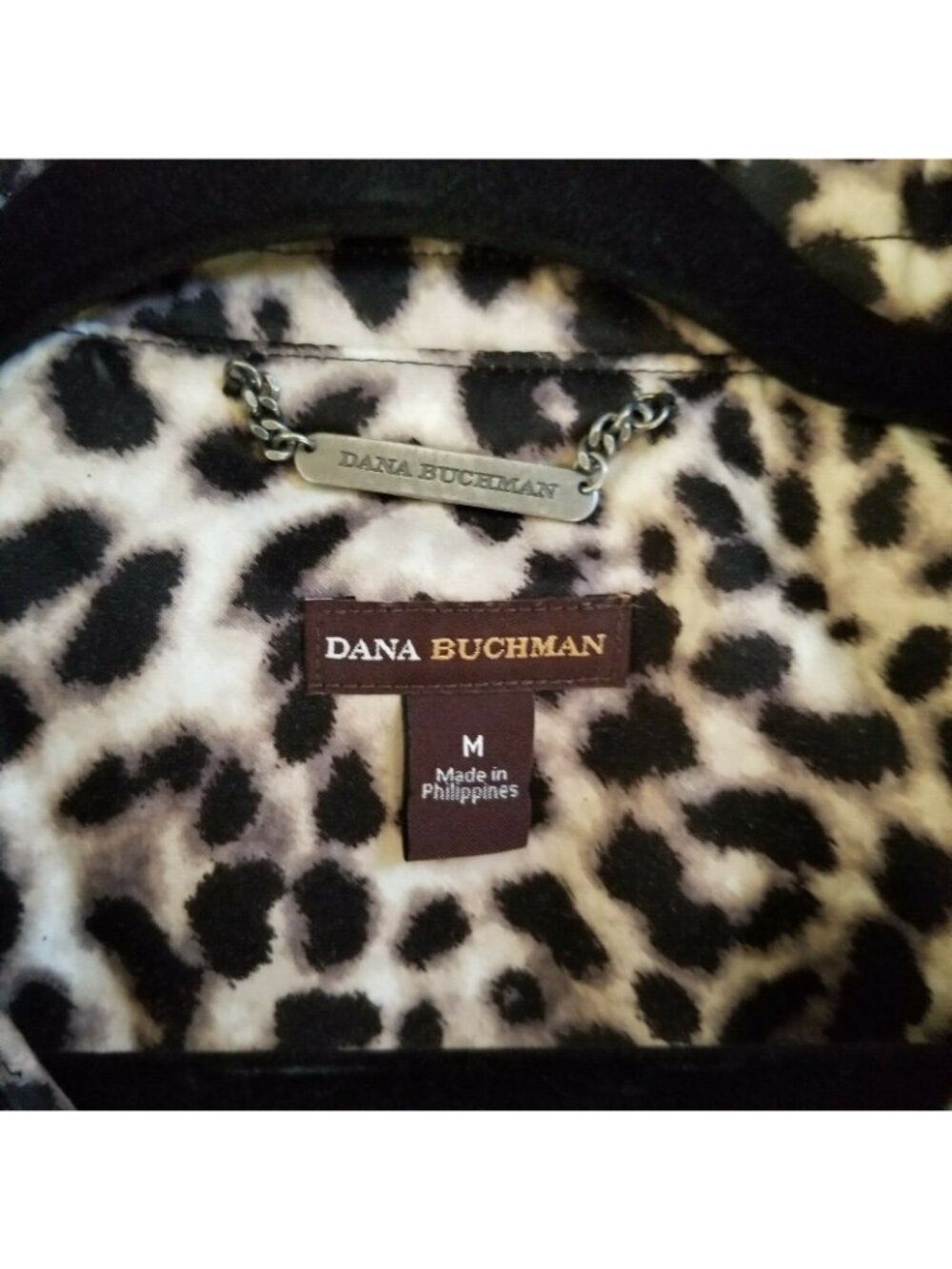 Dana Buchman Animal Print leopard Jacket With Belt Size Medium zip belt Gorgeous - Picture 5 of 5